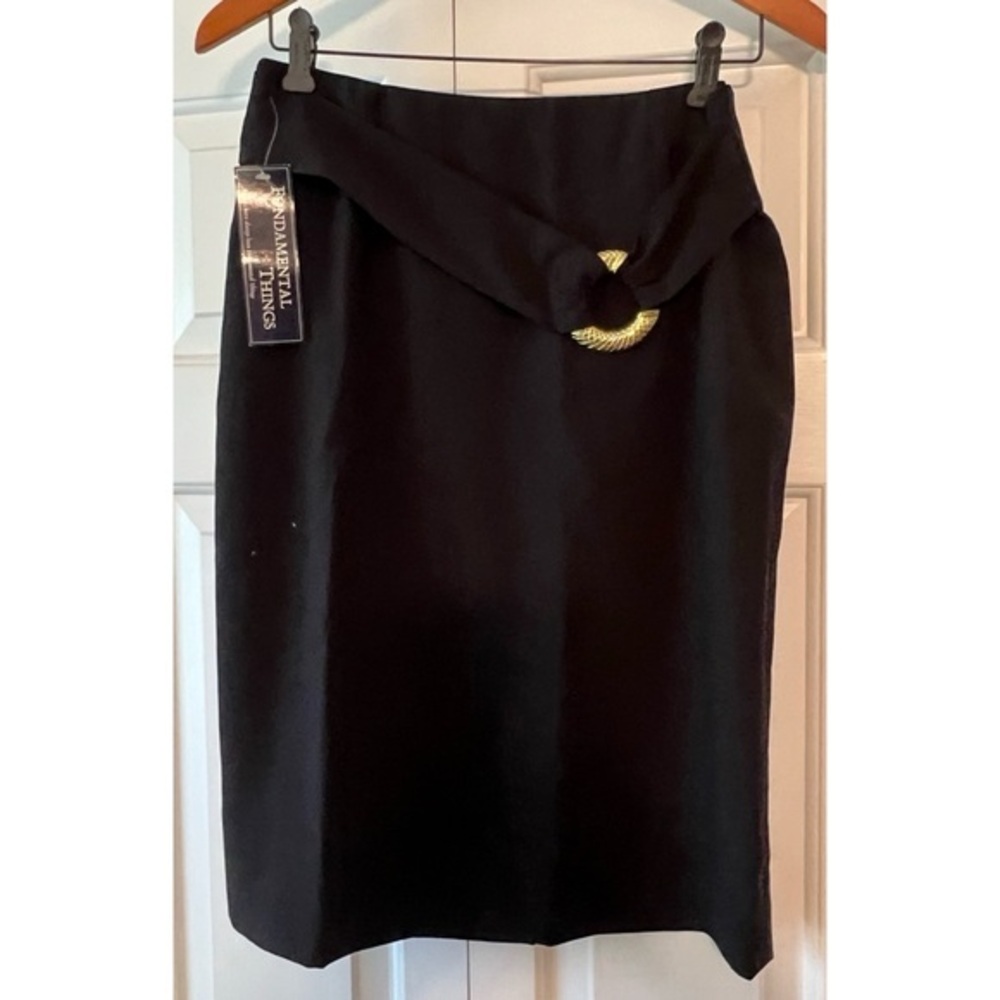 Fundamental Things Women's Black Midi Skirt Novelty Button Detail NWT #744.